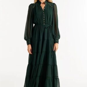 *SOLD* Ever New Green Juliette Trim Midi Dress (US 8)